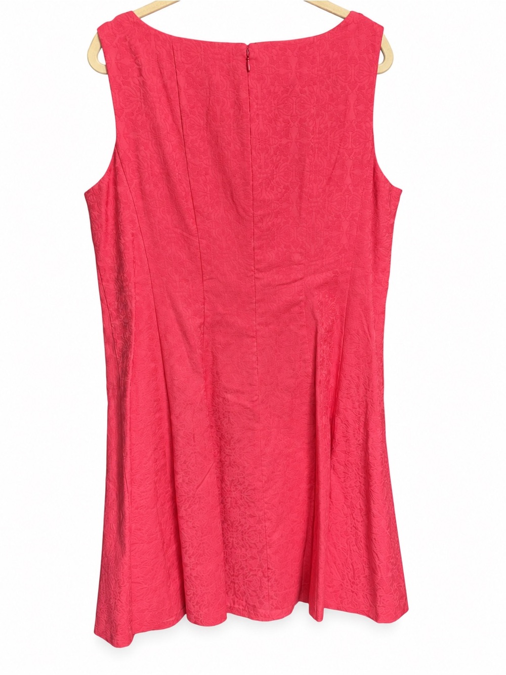 Talbots Woman 18W NWT Coral Pink Floral Jacquard Fit & Flare Dress - Picture 6 of 11